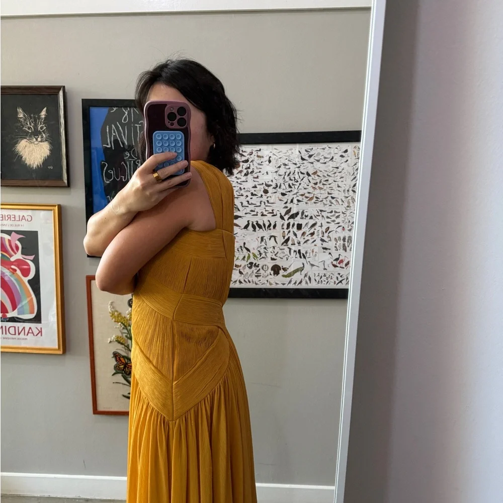 Tadashi Shoji Mustard Strapless Gown - Picture 7 of 7